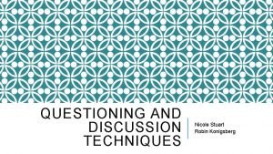 Using questioning and discussion techniques