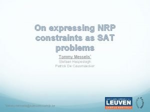 On expressing NRP constraints as SAT problems Tommy