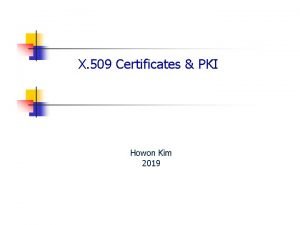 X 509 Certificates PKI Howon Kim 2019 Agenda