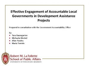 Effective Engagement of Accountable Local Governments in Development