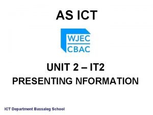 AS ICT UNIT 2 IT 2 PRESENTING NFORMATION