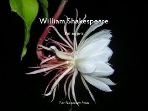 William Shakespeare Jai appris Par Nanou et Stan