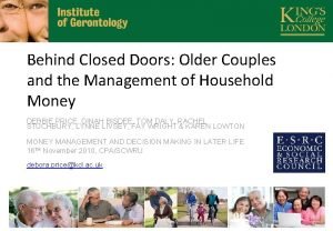 Behind Closed Doors Older Couples and the Management