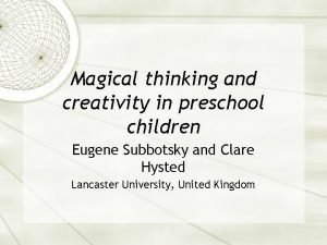 Magical thinking preschool
