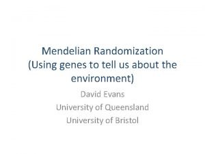 Mendelian randomisation