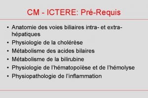 CM ICTERE PrRequis Anatomie des voies biliaires intra