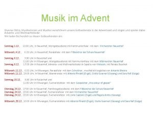 Musik im Advent Diverse Chre Musikerinnen und Musiker