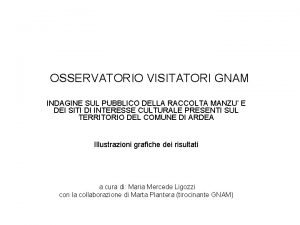 OSSERVATORIO VISITATORI GNAM INDAGINE SUL PUBBLICO DELLA RACCOLTA