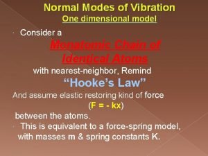 Normal Modes of Vibration One dimensional model Consider