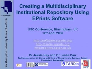 Creating a Multidisciplinary Institutional Repository Using EPrints Software