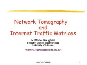 Network Tomography and Internet Traffic Matrices Matthew Roughan