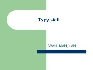 Typy siet WAN MAN LAN LANLocal Area Network