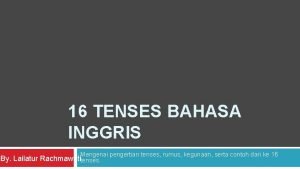 Pengertian tenses