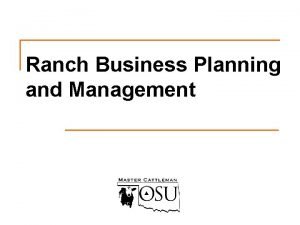 Ranch business plan