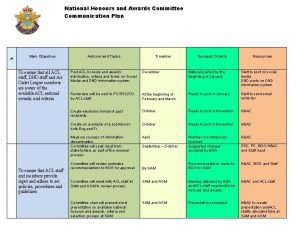 National Honours and Awards Committee Communication Plan Main