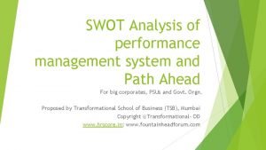 Swot analysis for performance appraisal