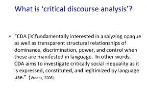 Cda analysis