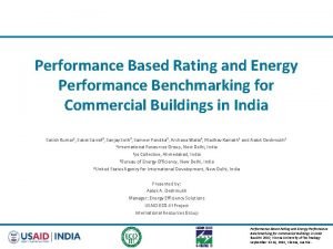 Performance Based Rating and Energy Performance Benchmarking for