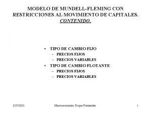 MODELO DE MUNDELLFLEMING CON RESTRICCIONES AL MOVIMIENTO DE