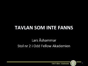 TAVLAN SOM INTE FANNS Lars shammar Stol nr