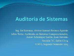 Auditoria de Sistemas Ing En Sistemas Hctor Samuel
