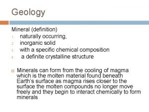 Inorganic geology definition