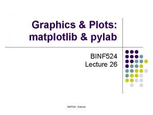 Graphics Plots matplotlib pylab BINF 524 Lecture 26