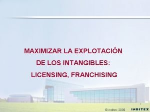 MAXIMIZAR LA EXPLOTACIN DE LOS INTANGIBLES LICENSING FRANCHISING