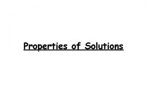 Classification of solution