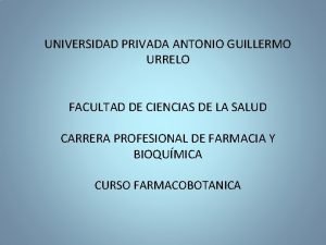 UNIVERSIDAD PRIVADA ANTONIO GUILLERMO URRELO FACULTAD DE CIENCIAS