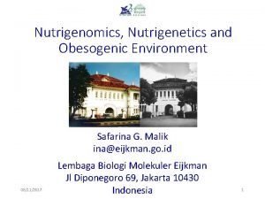 Nutrigenomics Nutrigenetics and Obesogenic Environment Safarina G Malik