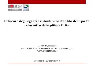 Influenza degli agenti ossidanti sulla stabilit delle paste