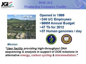 DOE JGI Production Genomics Facility Opened in 1999