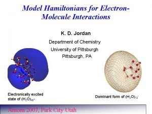 Model Hamiltonians for Electron Molecule Interactions K D