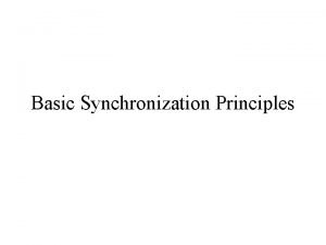 Basic Synchronization Principles Concurrency Value of concurrency speed