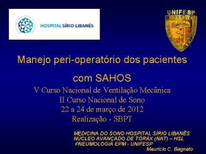 Manejo perioperatrio dos pacientes com SAHOS V Curso