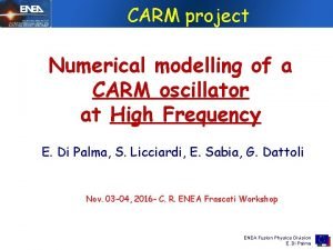 CARM project Numerical modelling of a CARM oscillator CARM project Numerical modelling of a CARM oscillator