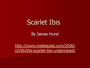 Scarlet Ibis By James Hurst http www miettecast
