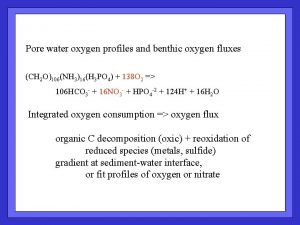 Pore water oxygen profiles and benthic oxygen fluxes