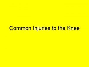 Common Injuries to the Knee ANTERIOR CRUCIATE INJURIES