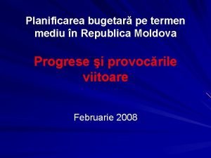 Planificarea bugetar pe termen mediu n Republica Moldova