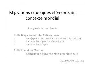 Migrations quelques lments du contexte mondial Analyse de