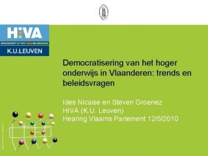 Democratisering van het hoger onderwijs in Vlaanderen trends