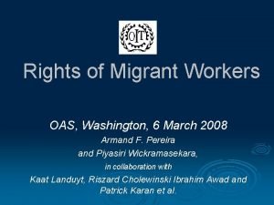 Rights of Migrant Workers OAS Washington 6 March