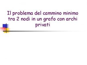 Il problema del cammino minimo tra 2 nodi