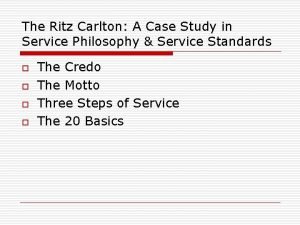 Ritz carlton 20 basics
