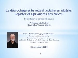 Le dcrochage et le retard scolaire en Algrie