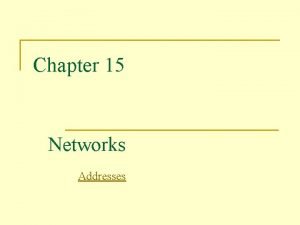 Chapter 15 Networks Addresses Networking Computer network A