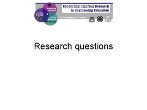 Research questions Overview of this session Together create