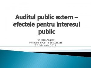 Auditul public extern efectele pentru interesul public Pascaru